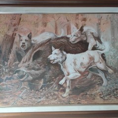 Pintura de caça com cachorros